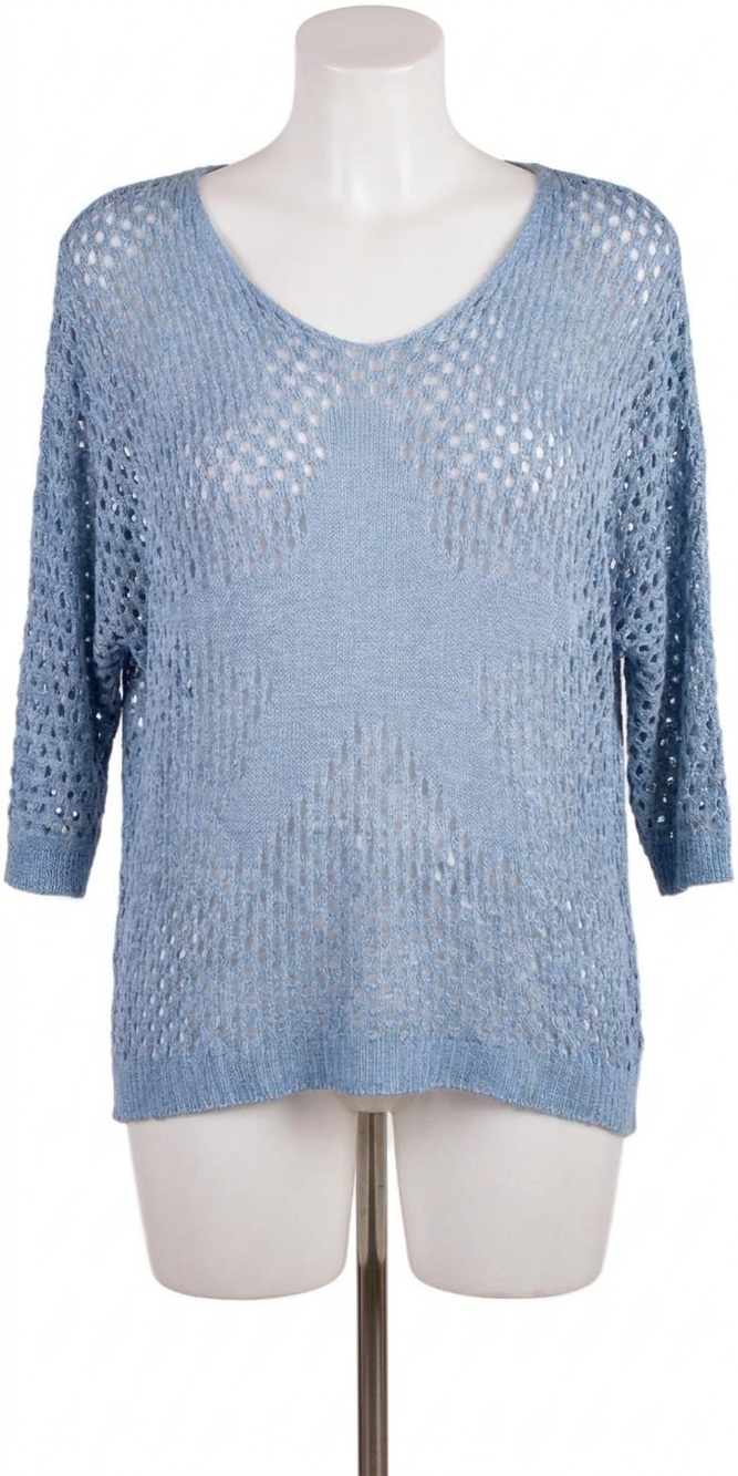 NEW GIGI MODA star knit mesh sweater in blue